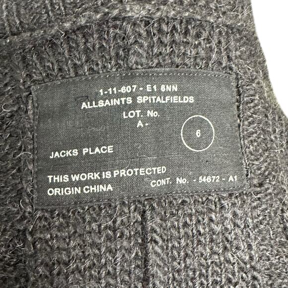 ALLSAINTS All Saints Women's Flex Knit Alpaca Blend Cardigan Sweater Size 6 Gray - Picture 7 of 8